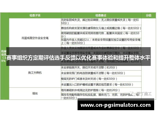 赛事组织方定期评估选手反馈以优化赛事体验和提升整体水平 赛事组织方定期评估选手反馈以优化赛事体验和提升整体水平